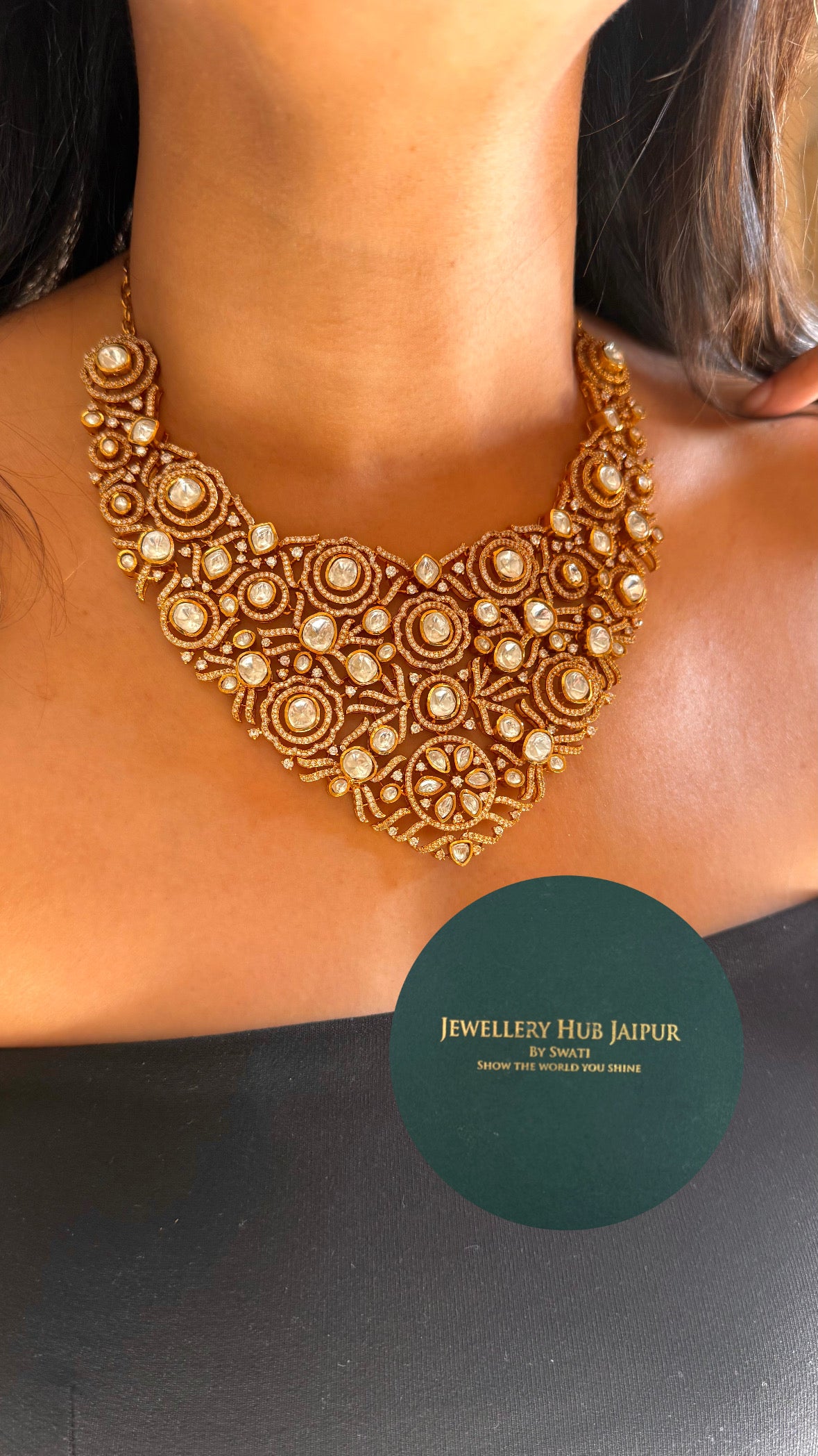 Victorian moissanite polki designer necklace