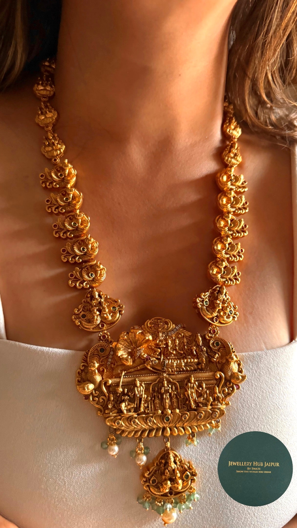 Lord vishnu inspired temple nakashi heritage Necklace