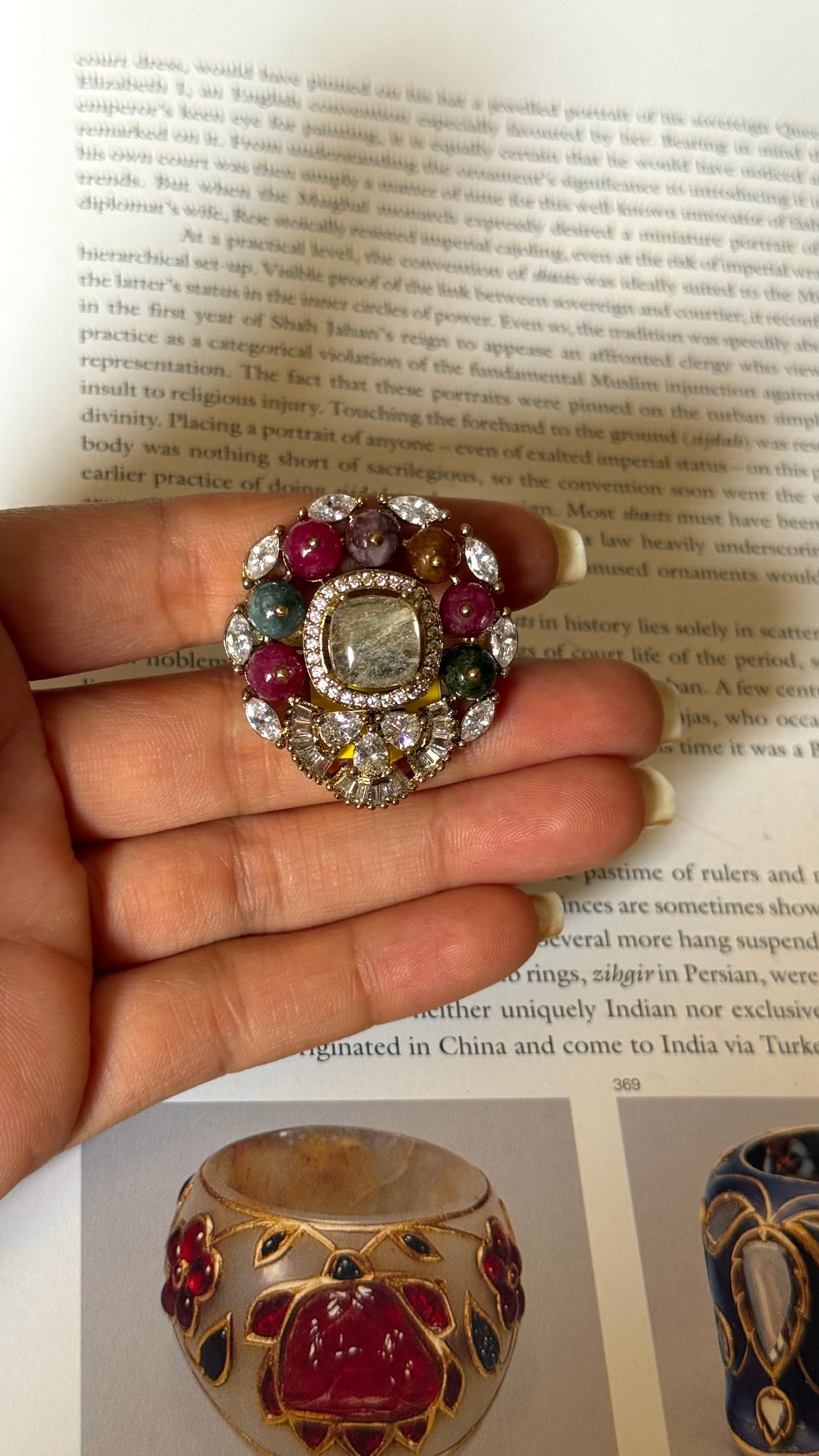 Sabyasachi inspired with cz diamond adjustable ring