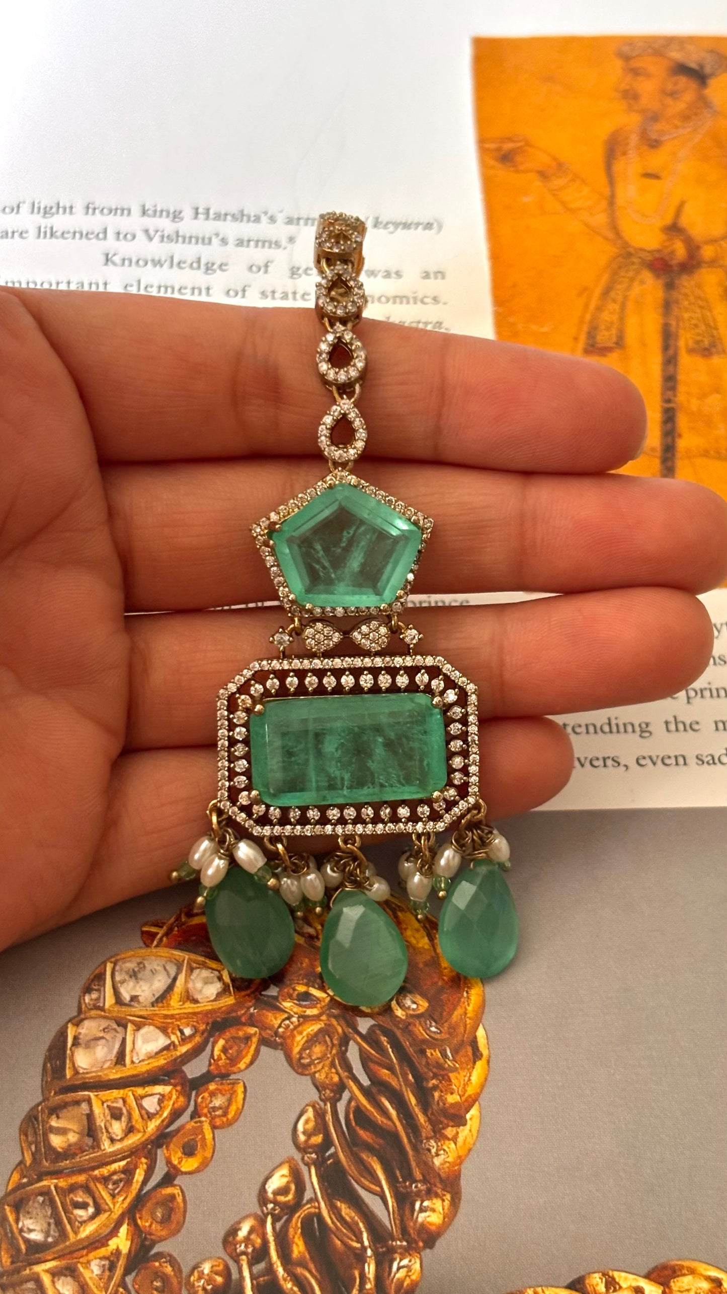 Mint doublet with cz diamond maangtika