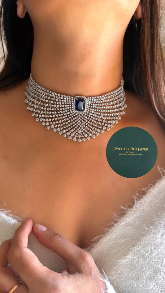 Sapphire diamond statement choker set