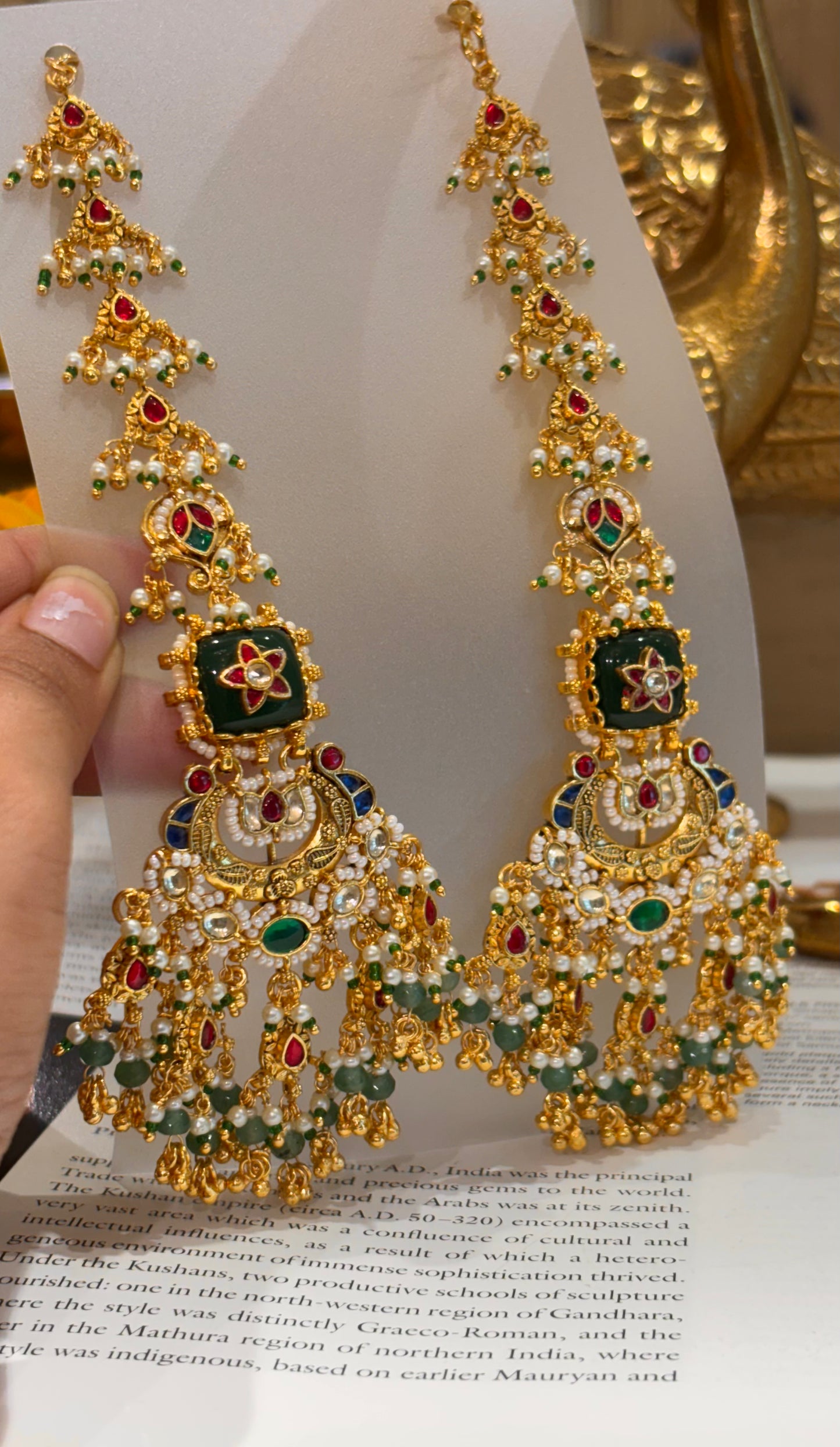 Heritage emerald inlay rajwada kanoti earrings
