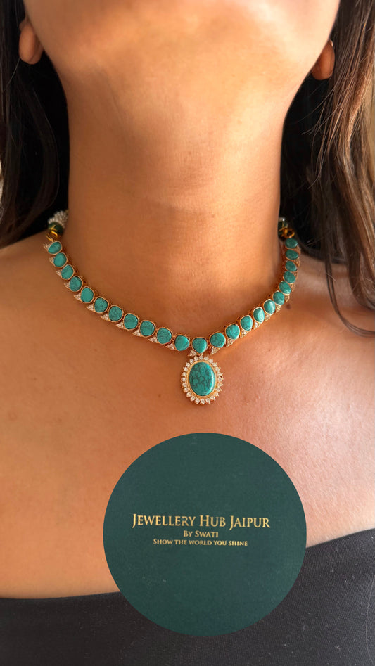 Firoza Minal necklace set with studs