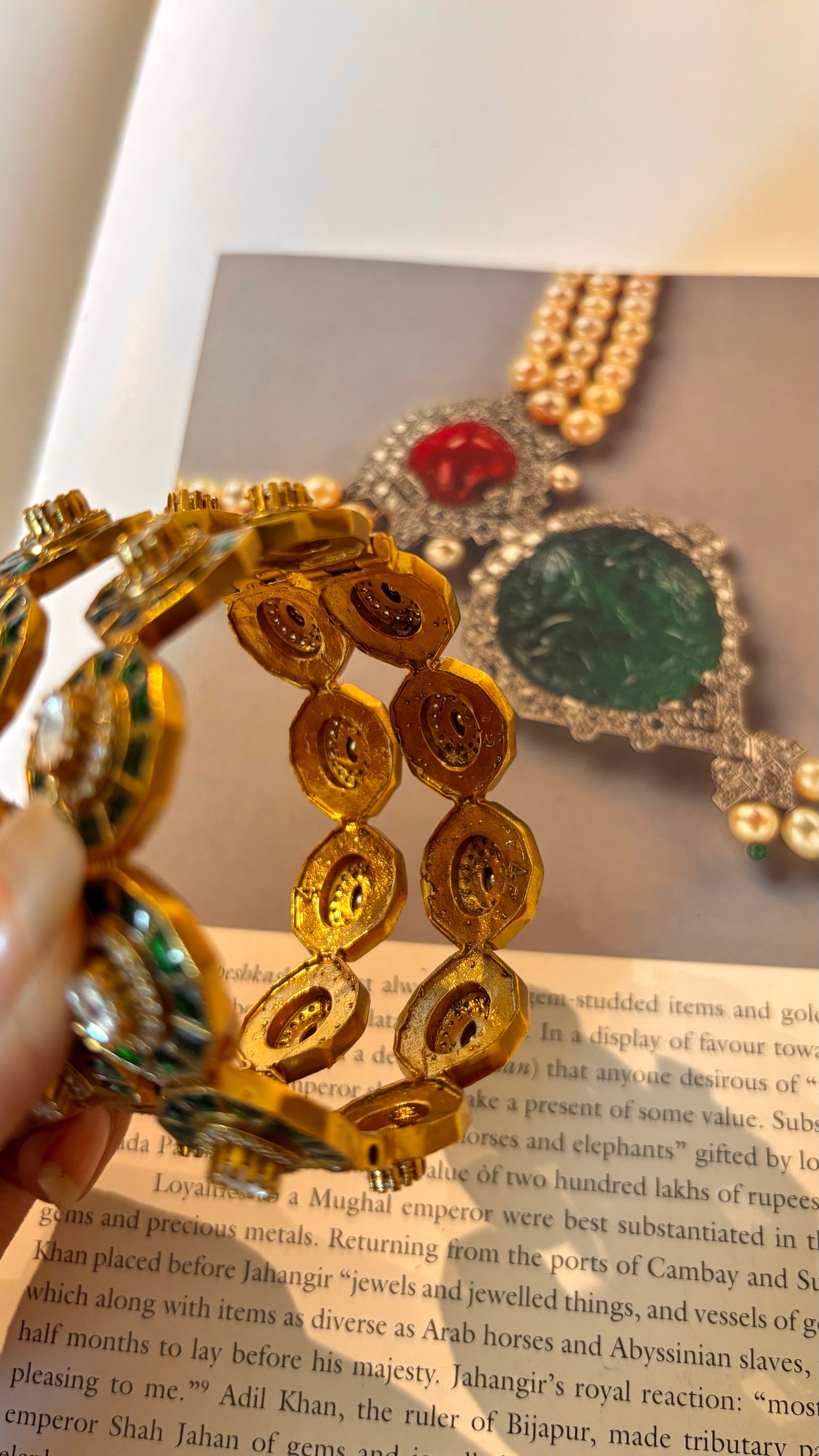 Emerald takkar work Moissanite bangles