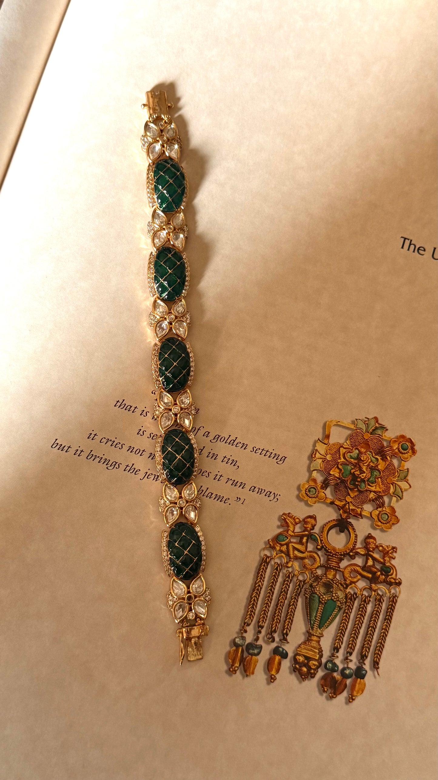 Emerald katdana moissanite bracelet