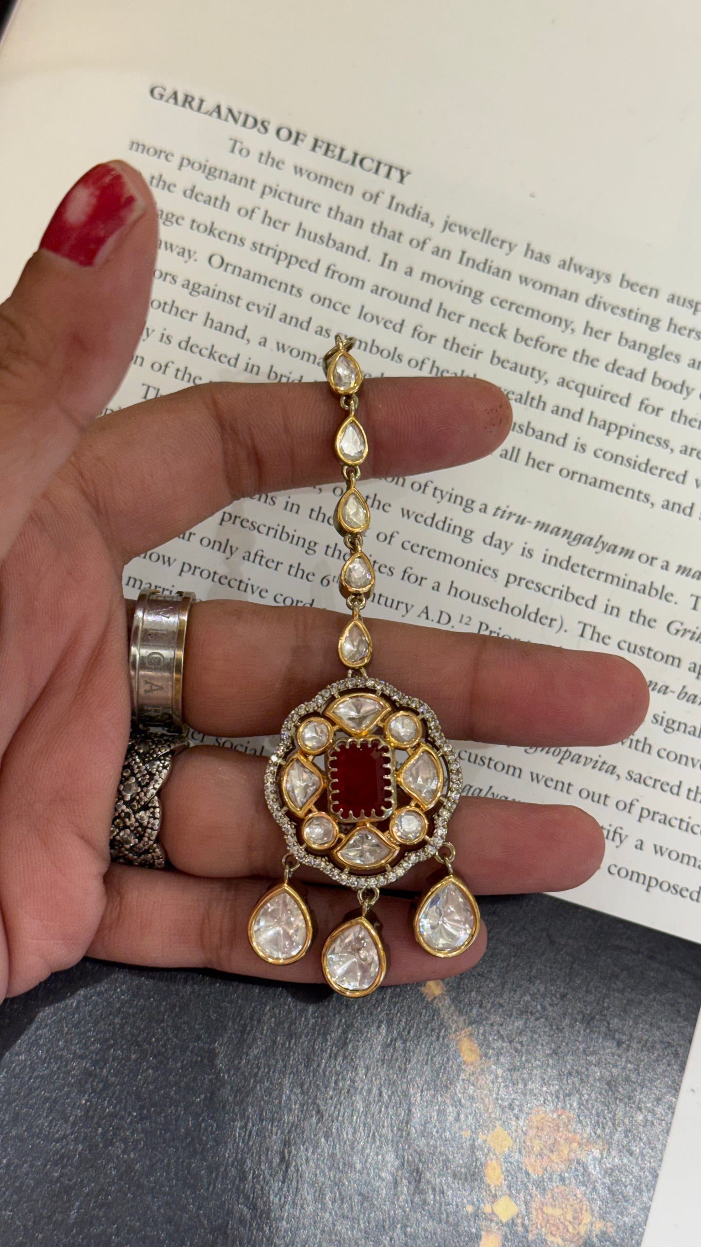 Ruby Victorian Gold Polki Maangtika