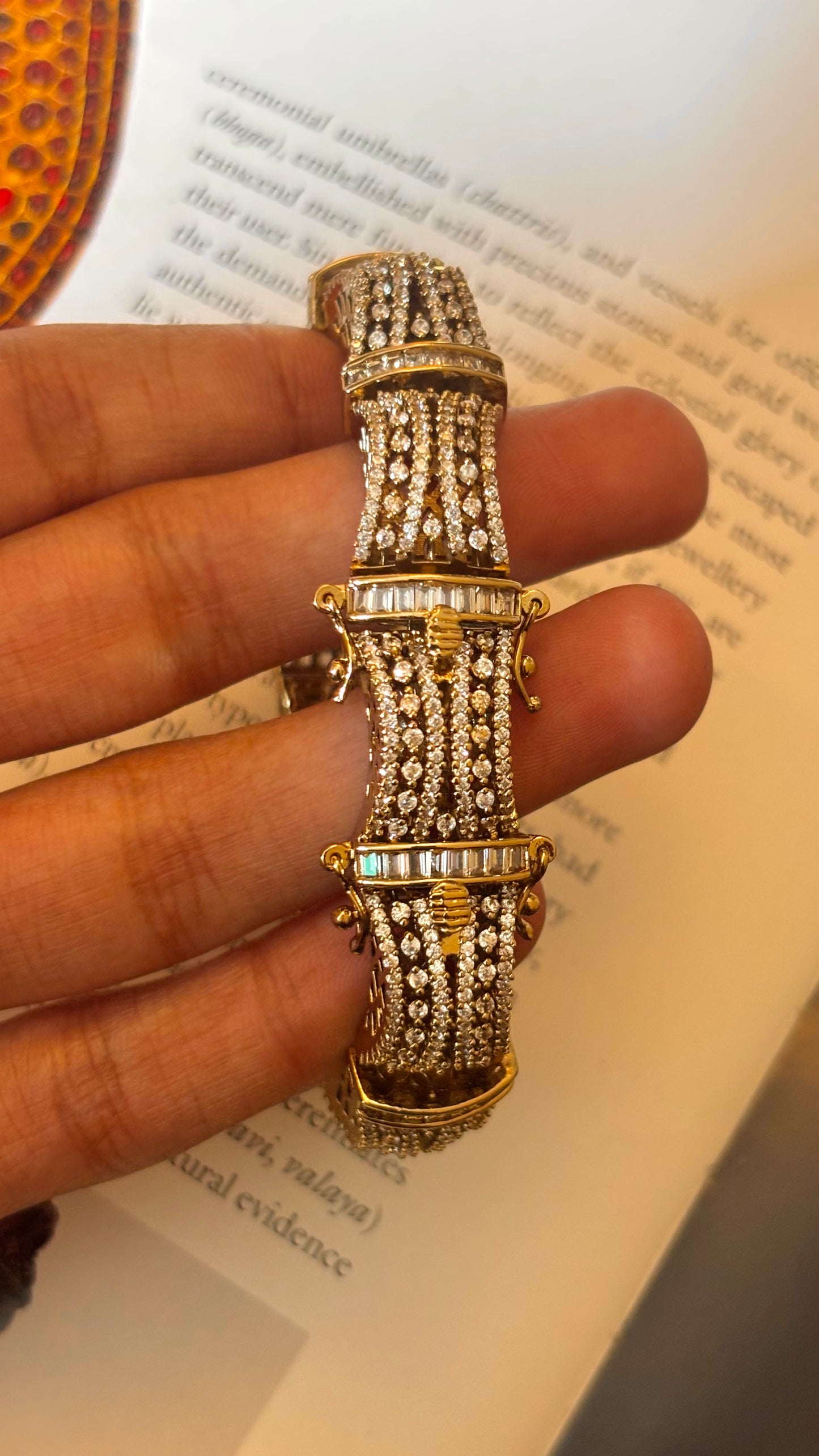 Cz diamond Victorian adjustable bracelet
