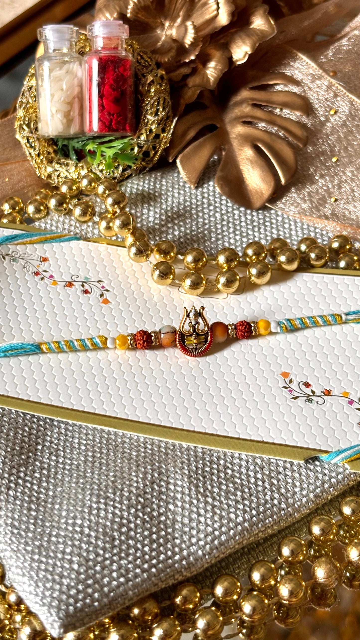 Lord shiva inspired Rudraksh rakhi ( shipping will be extra )
