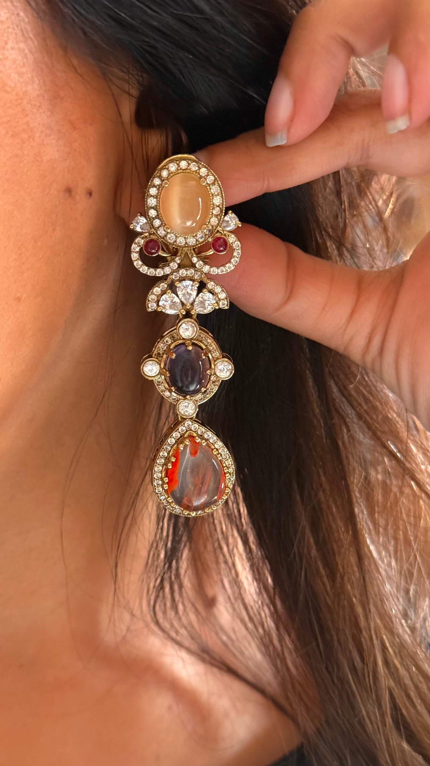 Sabya inspired with stone  designer Earrings
