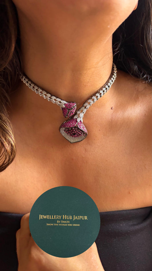Amythyst rose designer cocktail Necklace