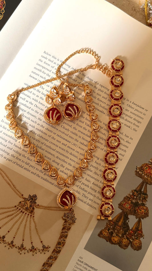 Ruby doublet moussanite petal collar set