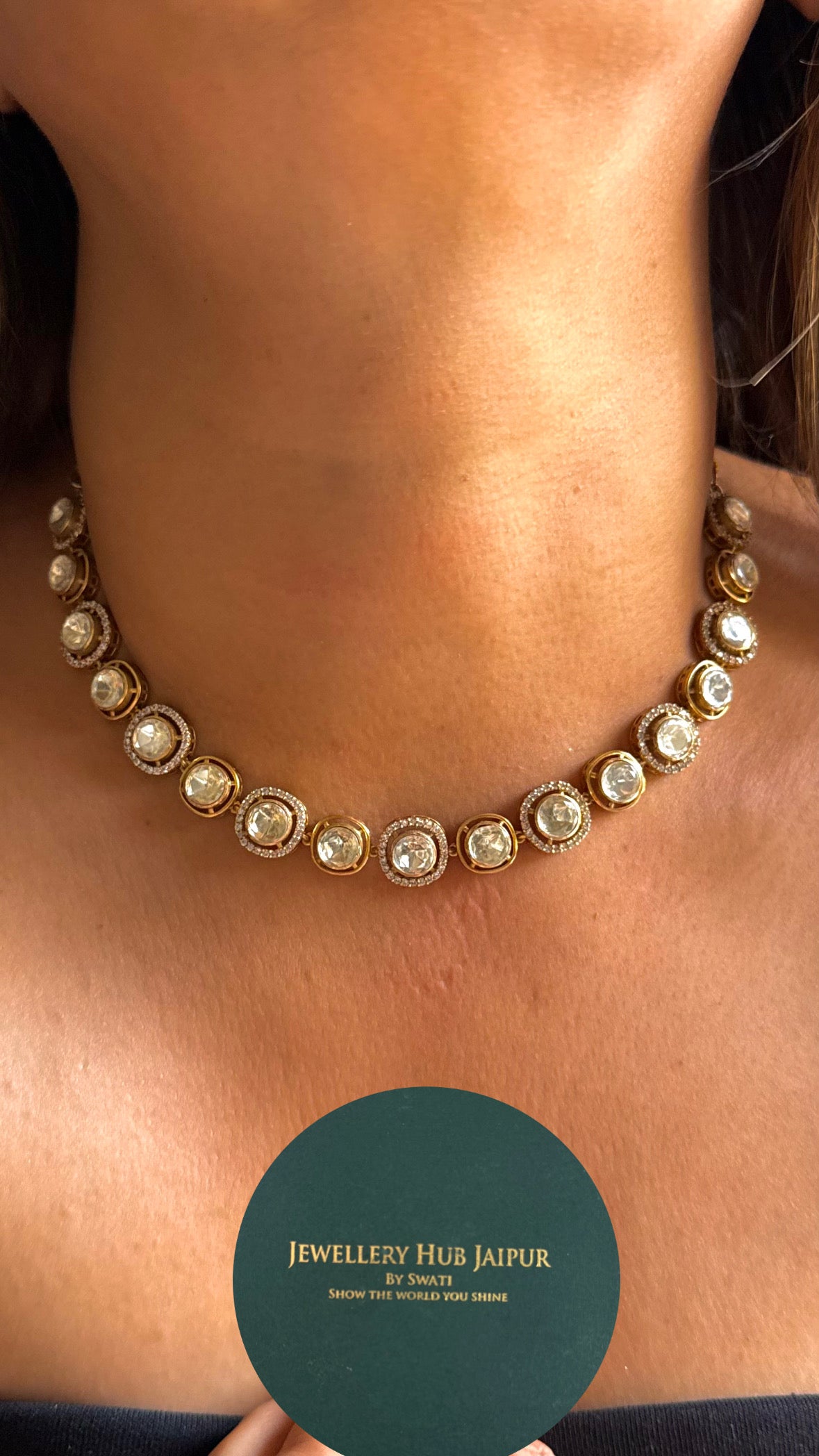 Peeli polki single line Necklace
