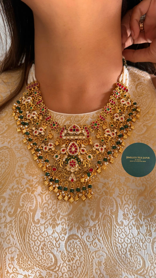 Heritage ruby & emerald  paachi polki necklace
