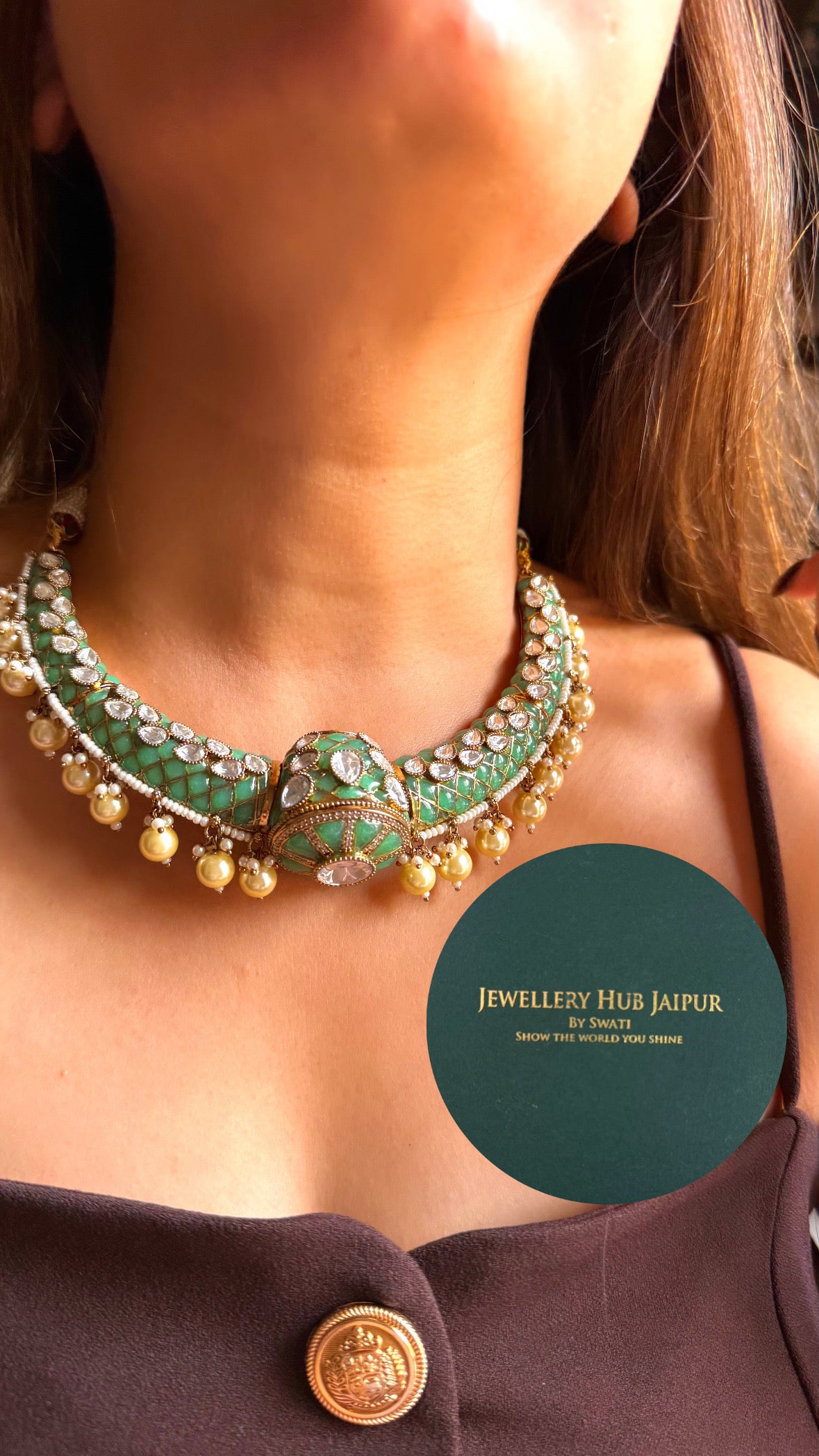 Mint katdana moissanite with pearl drop Hasli
