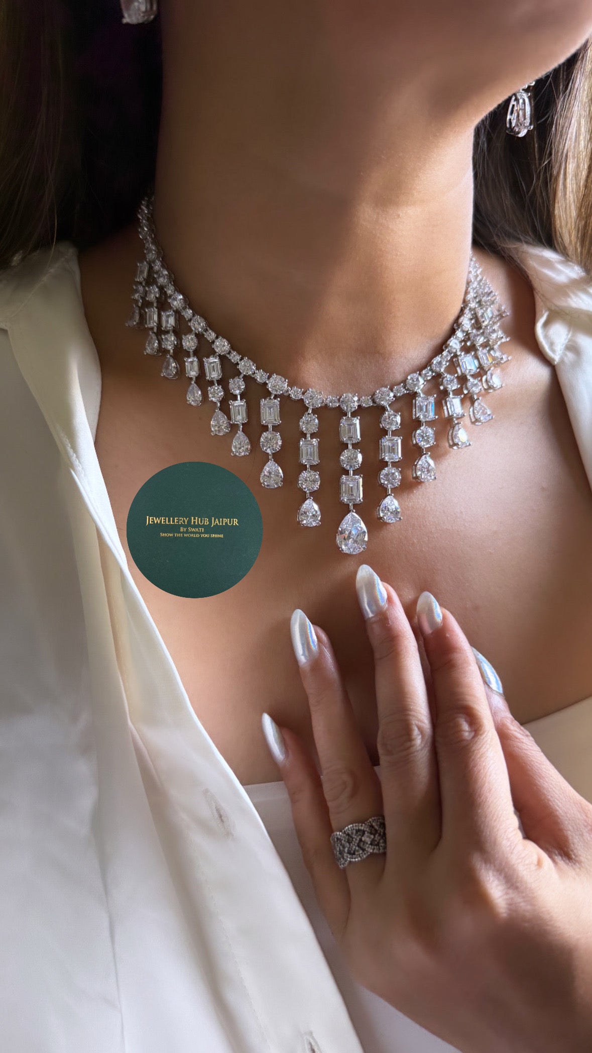 CZ diamond designer necklace