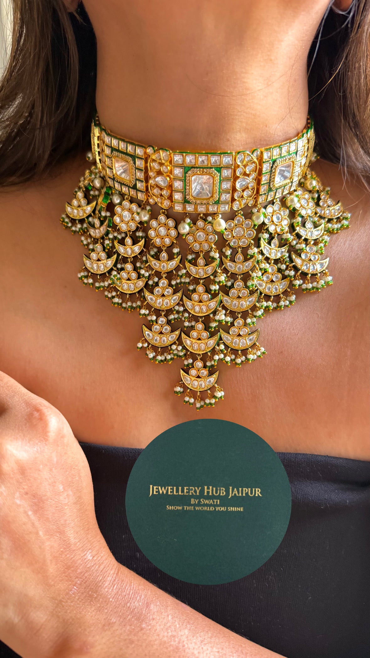 Chaand designer floral meenakari rajwada necklace