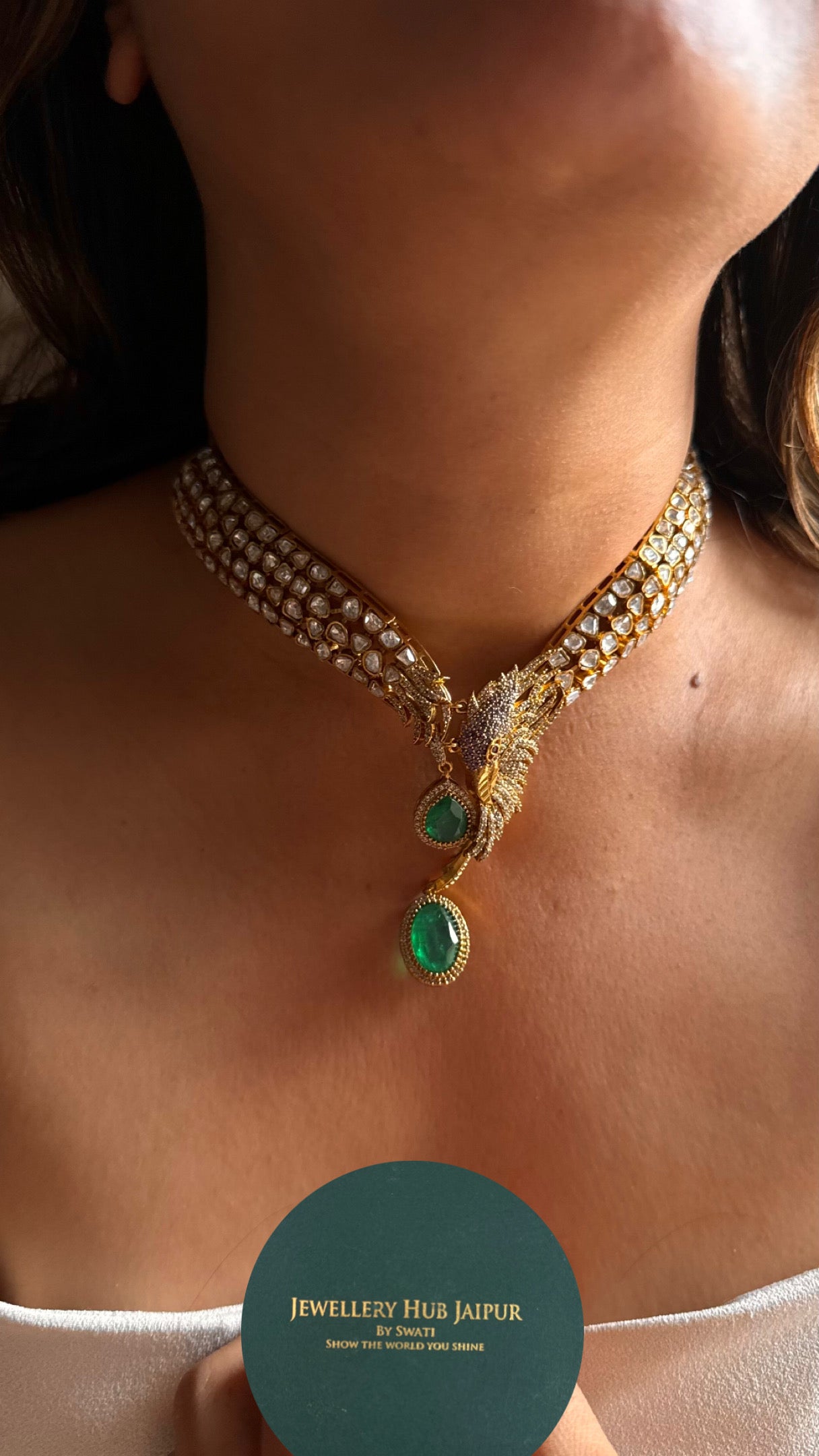 Emerald baaj designer cocktail necklace
