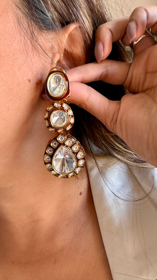 Ruby meenakari polki earrings