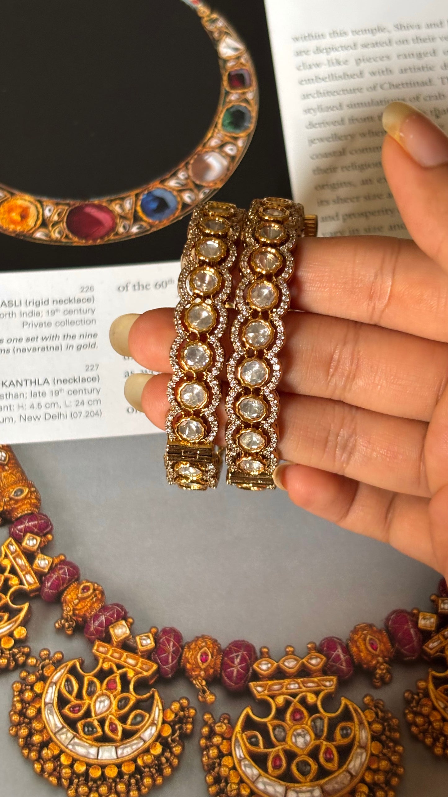 Real moissanite Victorian diamond polki bangles
