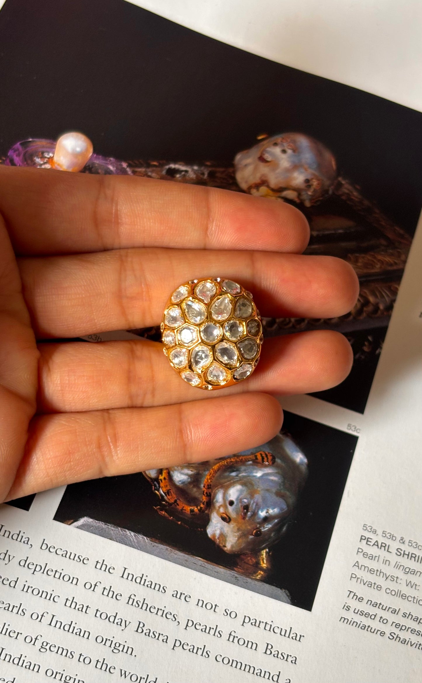 Uncut white polki ring