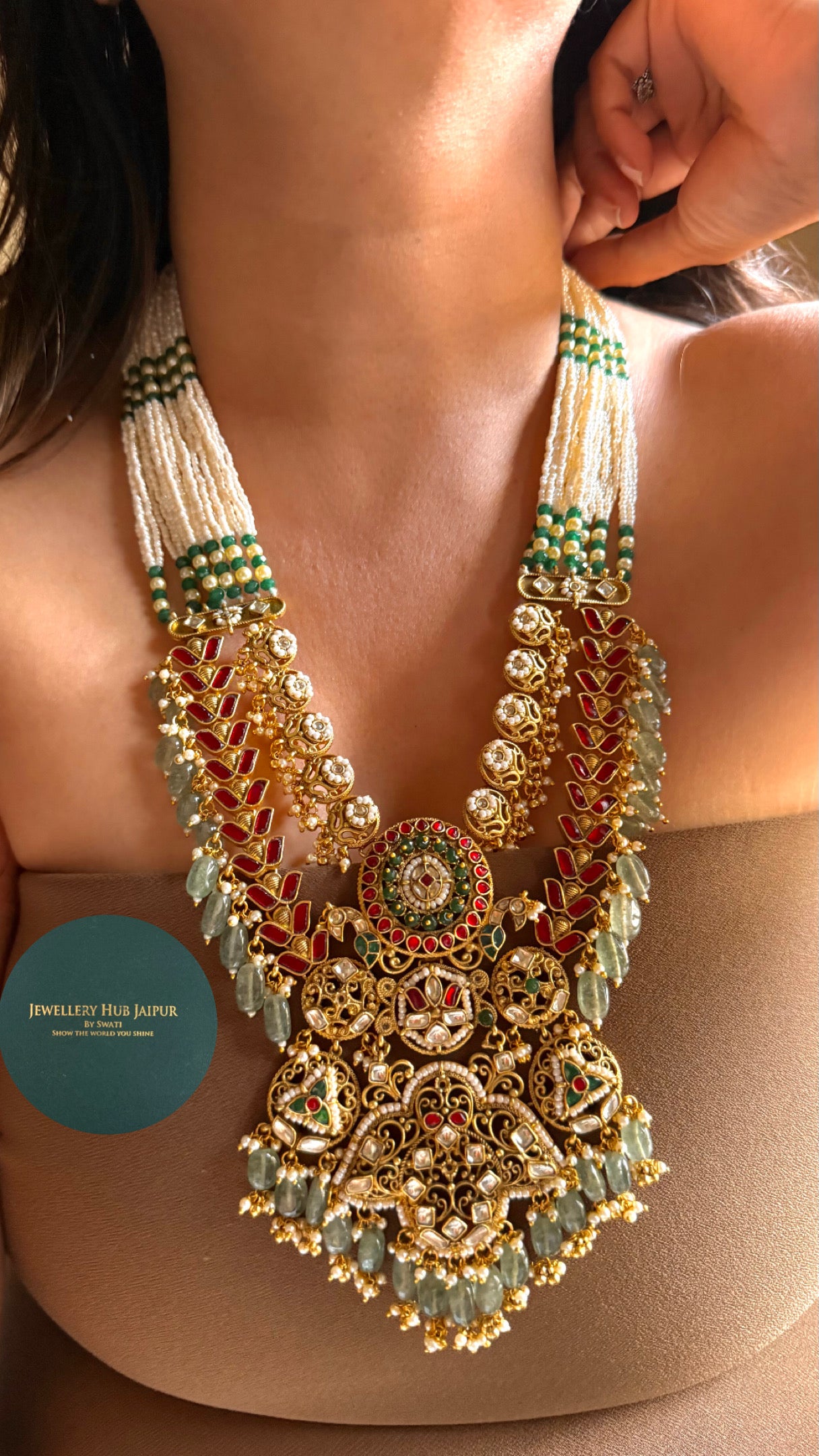 Heritage ruby&emerald jadau raani haar
