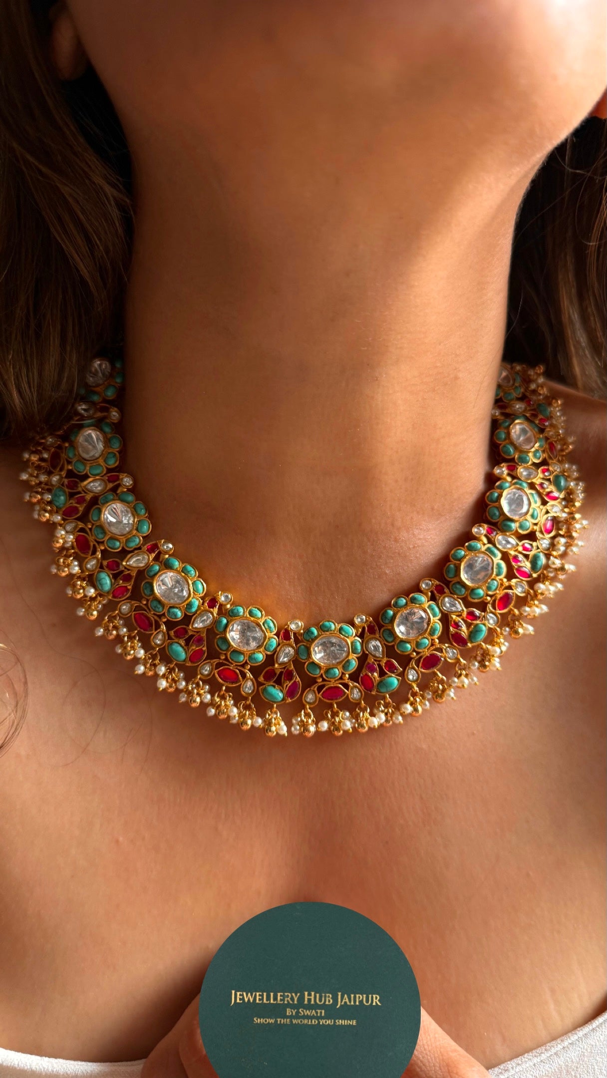 Ruby & firoza designer collar necklace