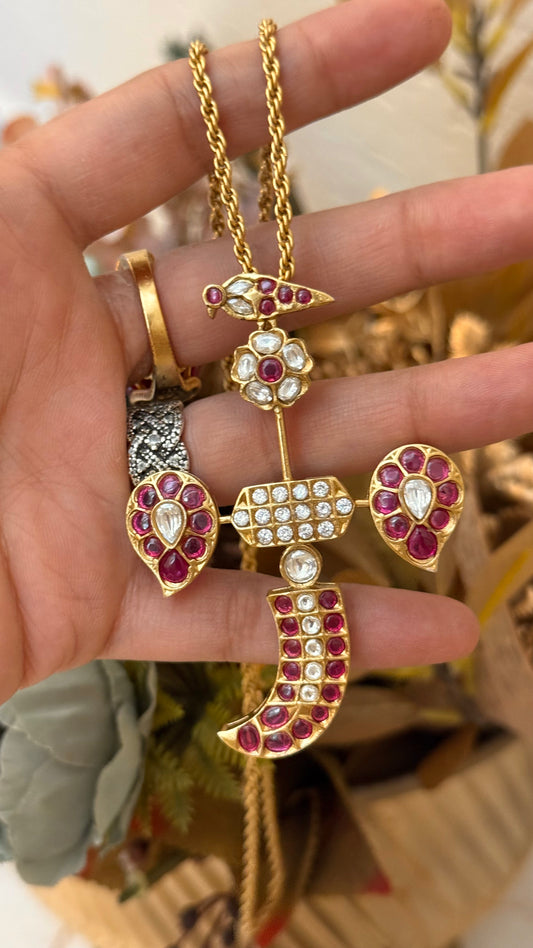 Ruby & Polki statement pendant set