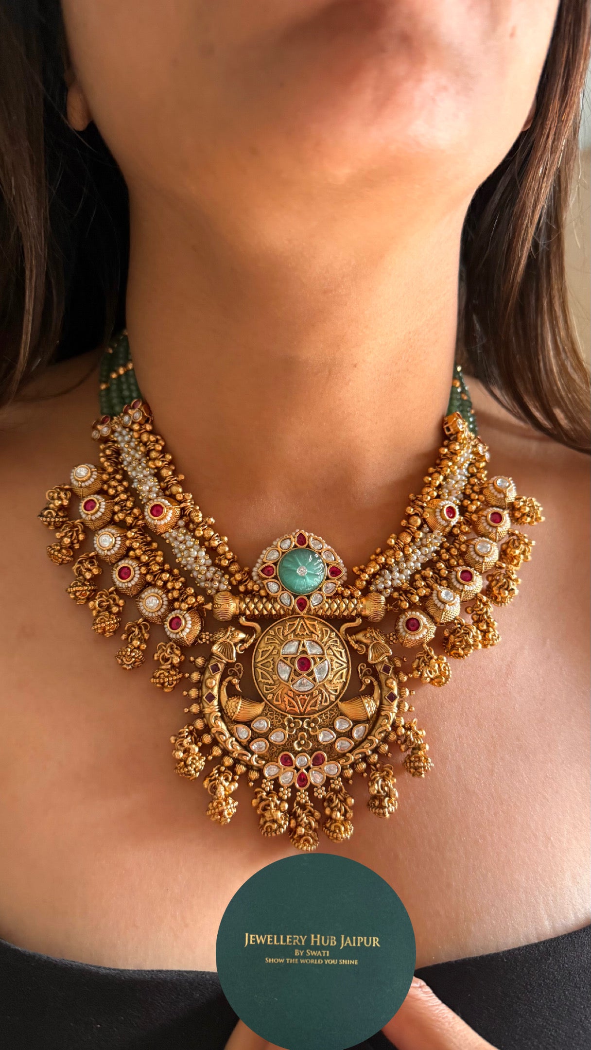 Heritage rajwada handmade designer mint necklace