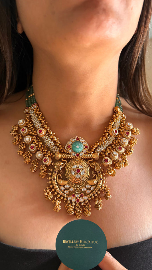 Heritage rajwada handmade designer mint necklace