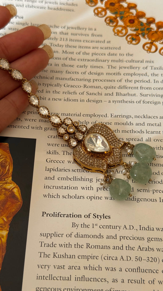 Mint victorian uncut polki maangtika