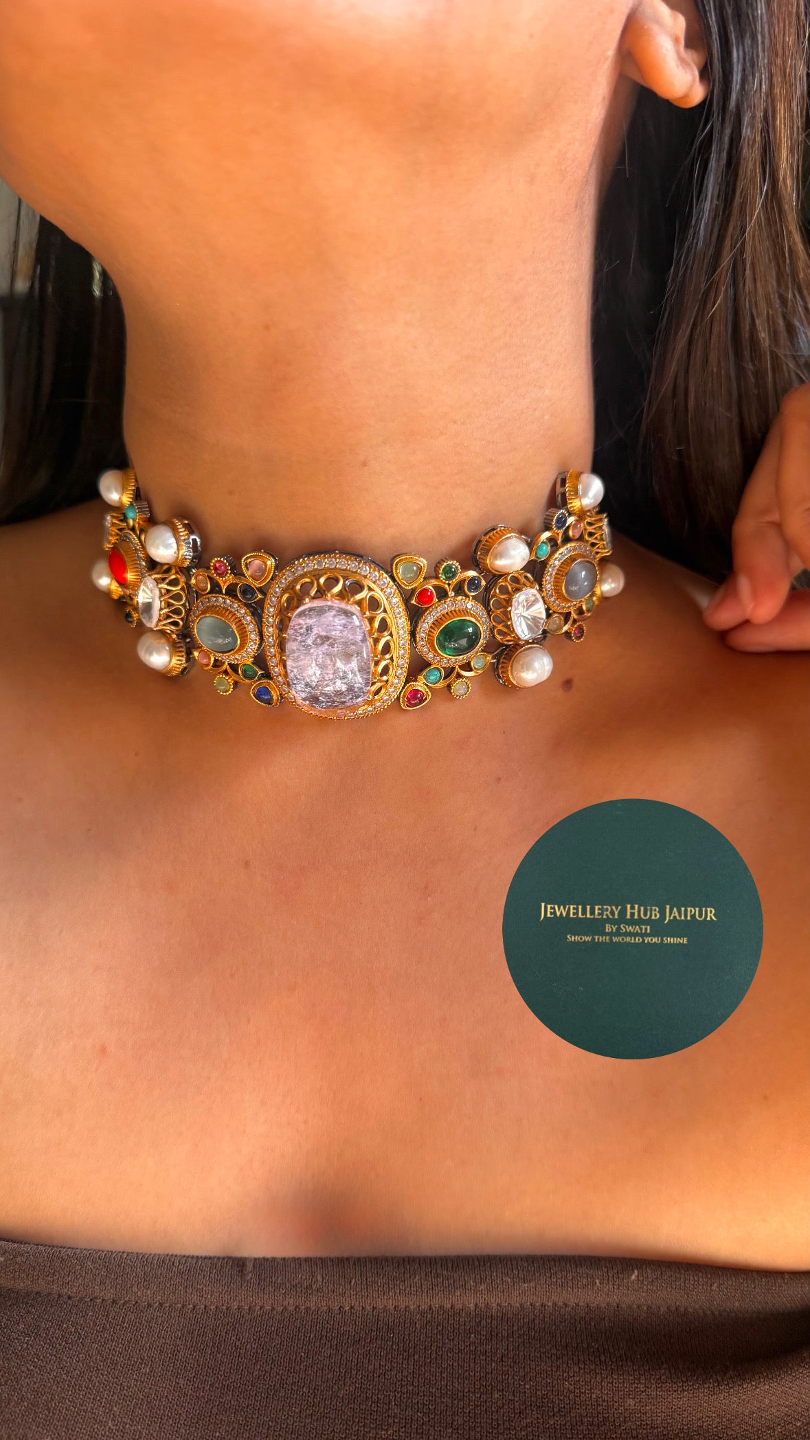 Navratna cocktail sabyasachi inspired choker