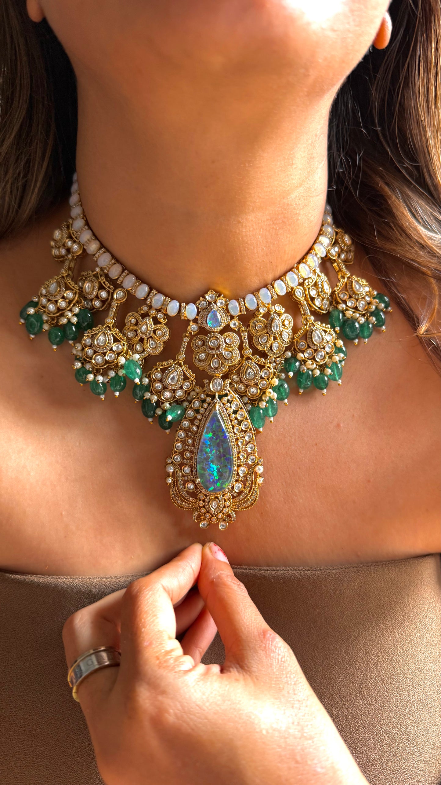 Opal & Emerald necklace set