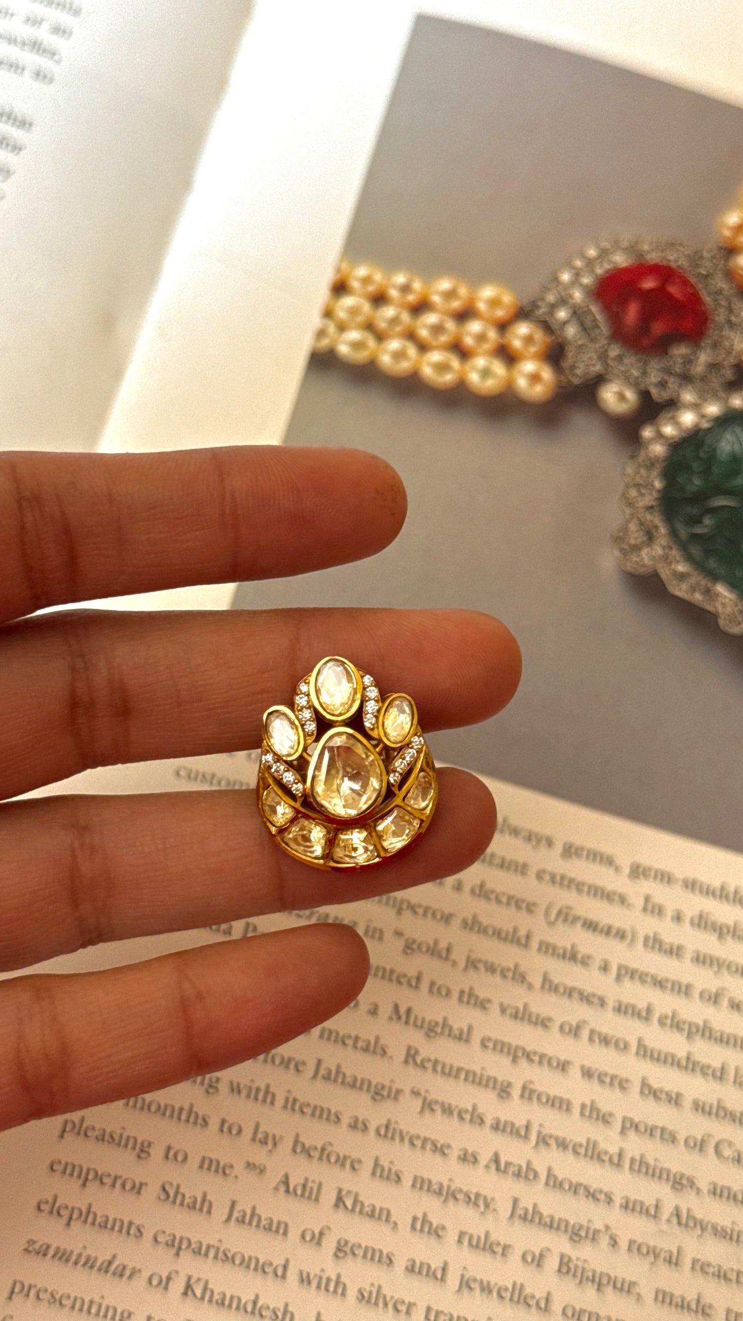 Real diamond polki (LV) shade cocktail ring
