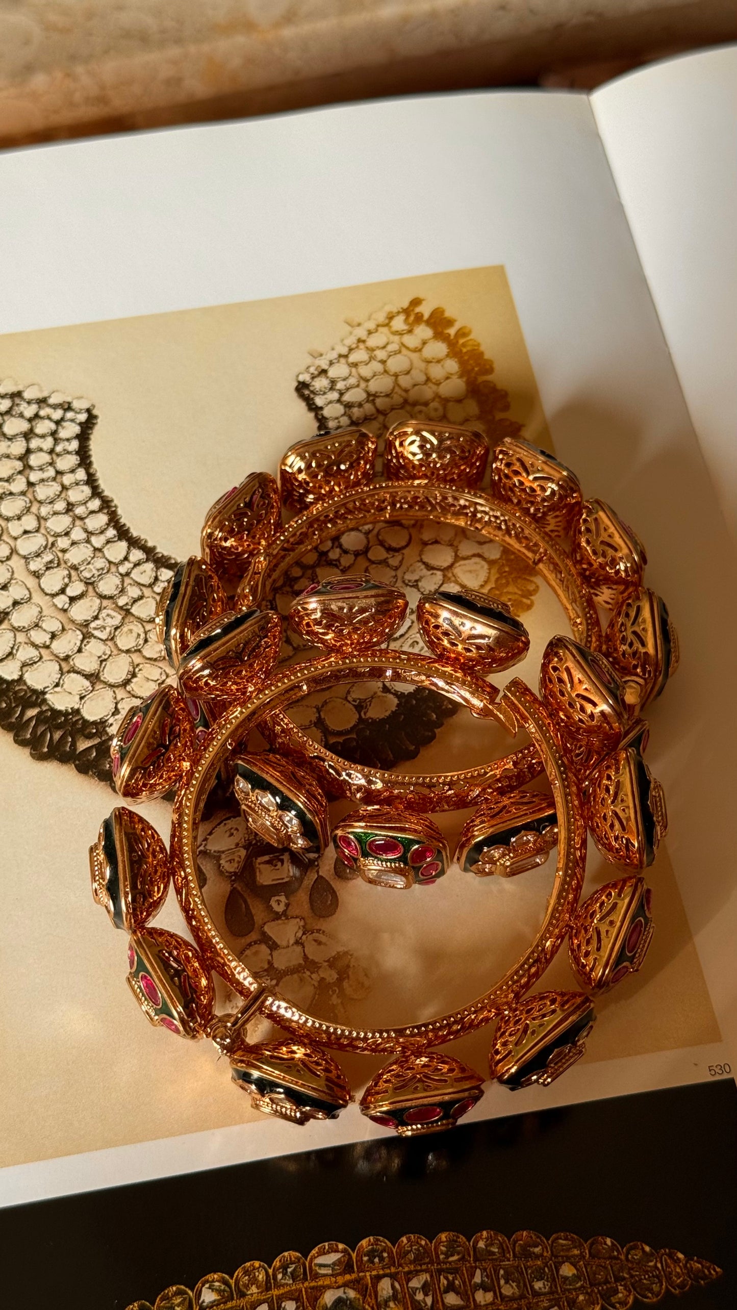 Emerald and Ruby polki bangdi styles bangles