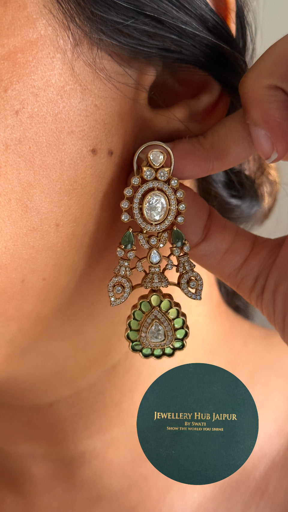 Emerald moissanite Victorian polki choker