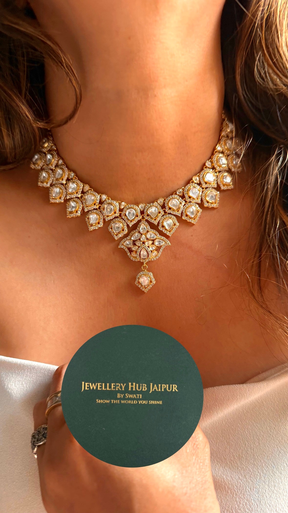 Real moissanite polki Necklace