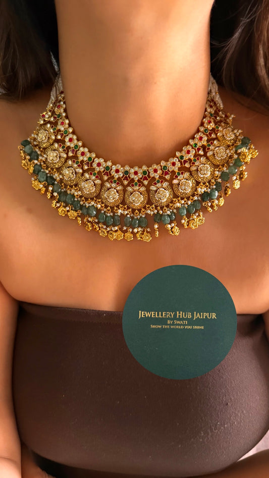 Heritage ruby & emerald polki necklace