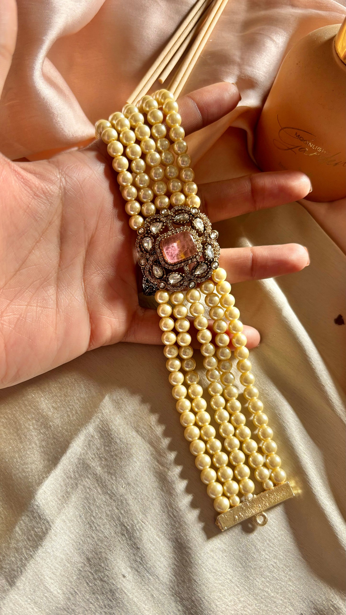 Heer Rose quartz Victorian minimalist choker