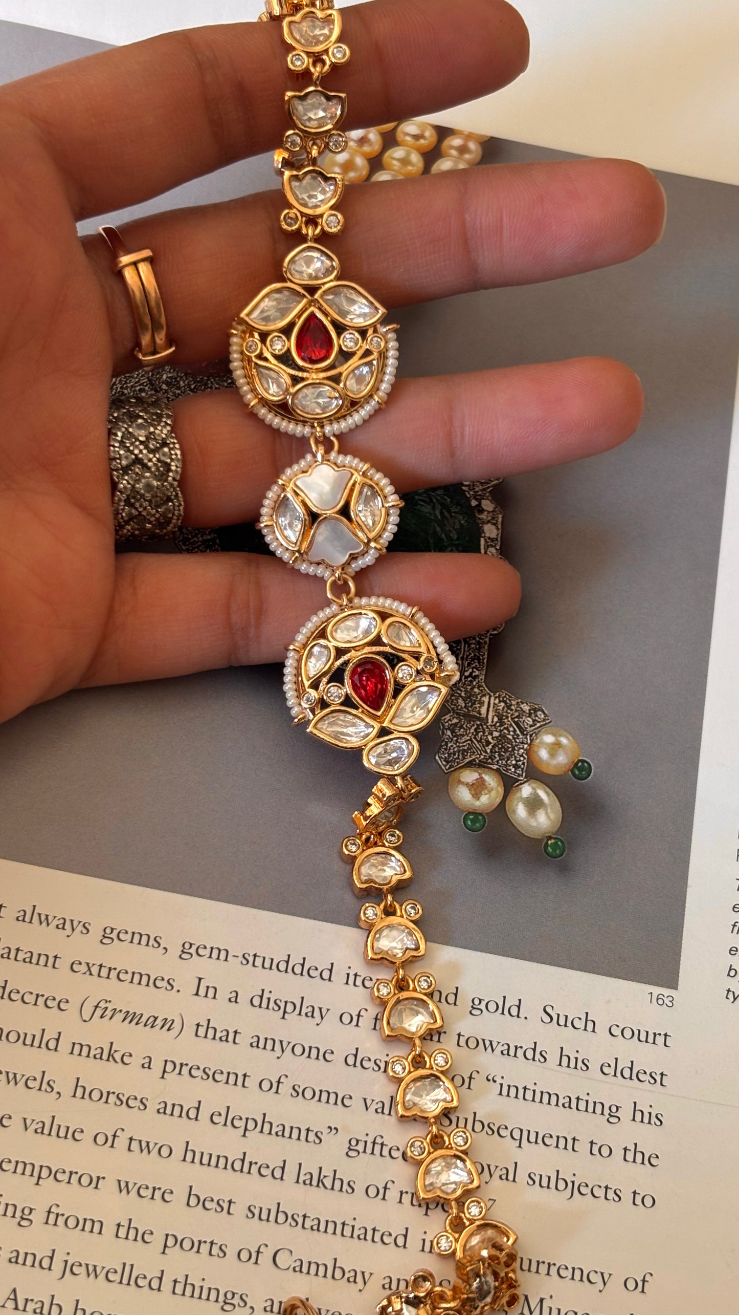 Ruby Kundan with mother of pearl Mathapati