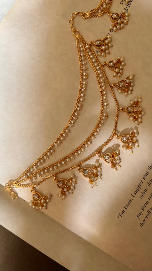 Three layer moissanite ear chains