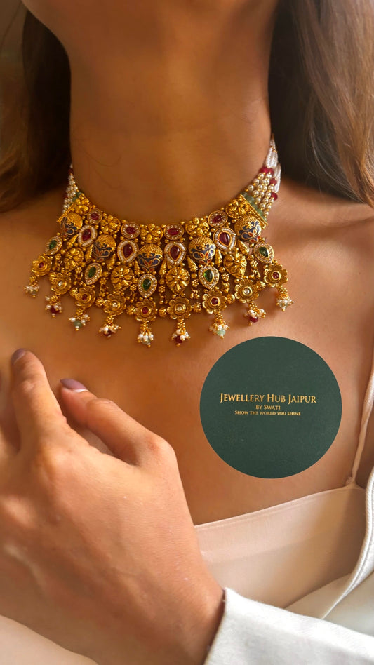 Meenakari gold necklace