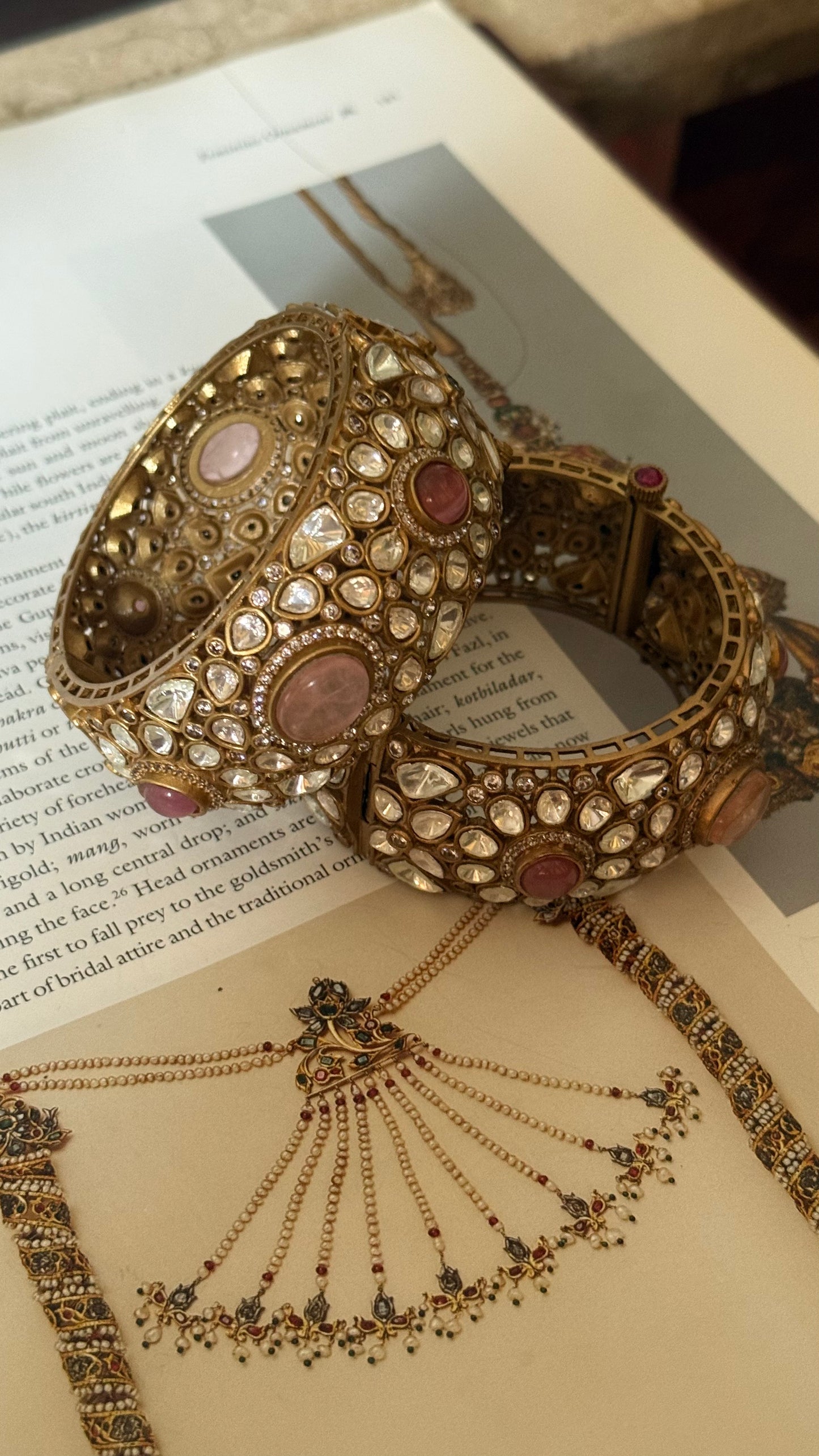 Rose quarts polki bangles