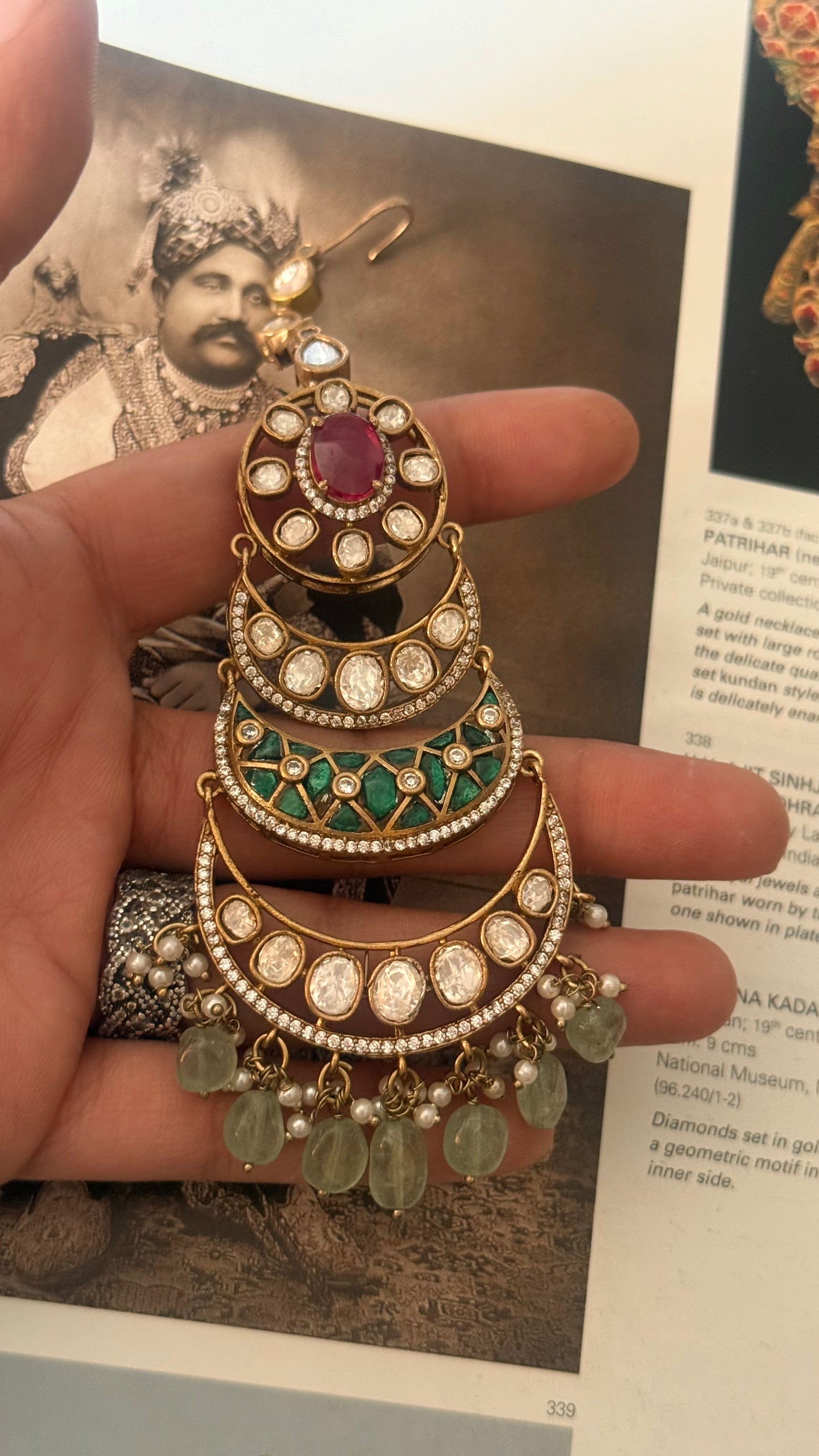 Ruby polki maangtika in chandbali layerd