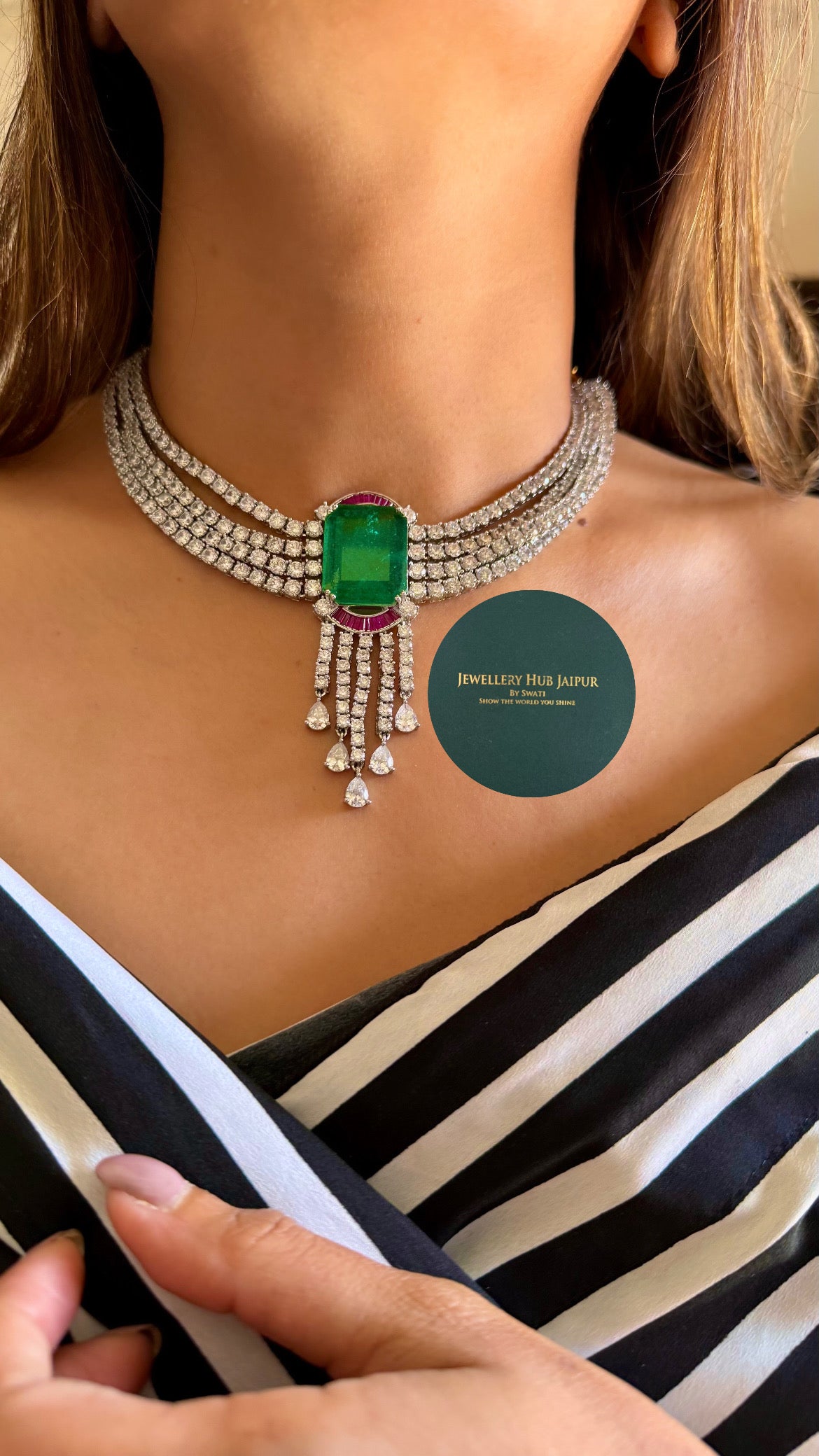 Sowmya Emerald ruby diamond cocktail necklace