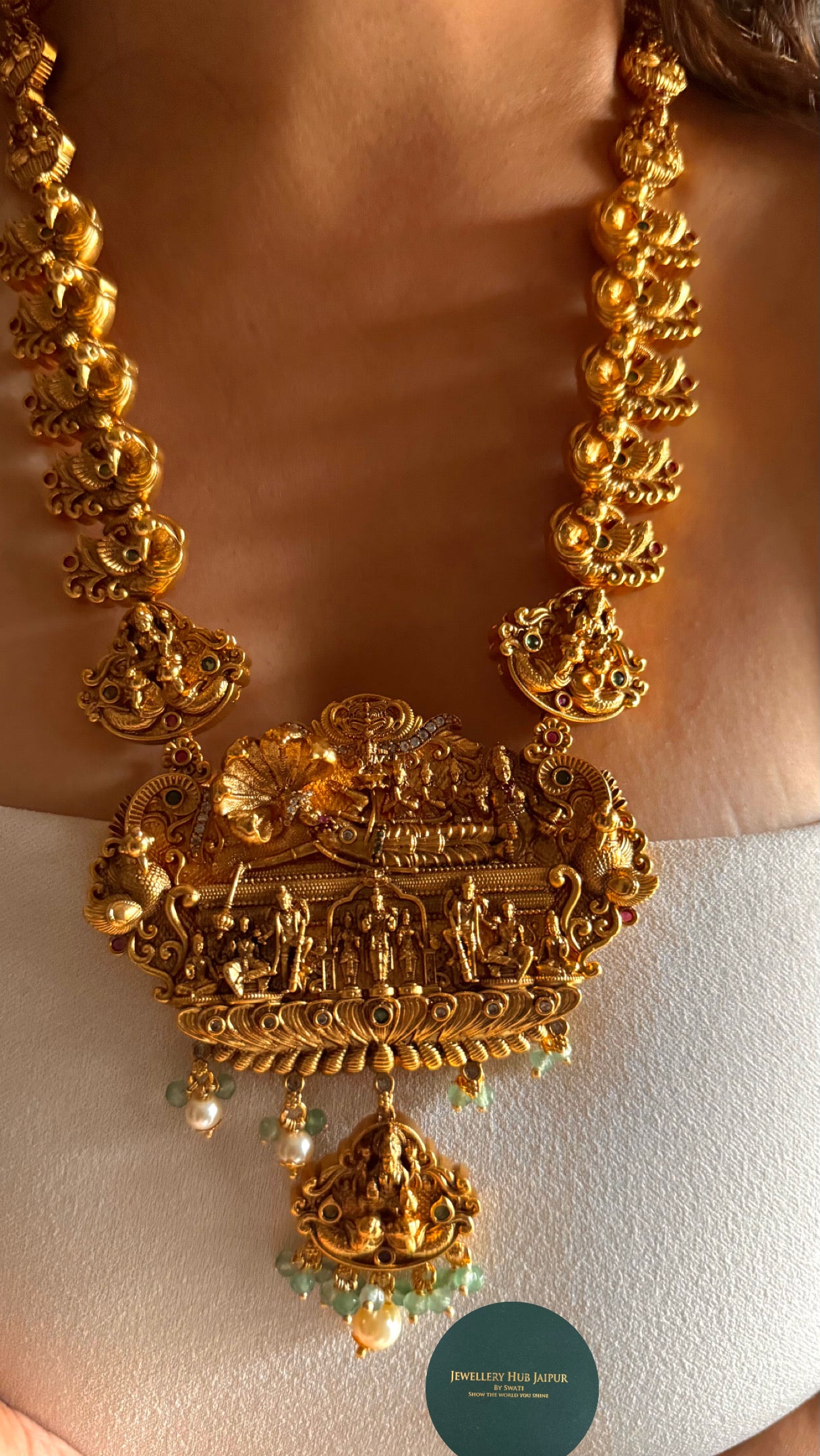 Lord vishnu inspired temple nakashi heritage Necklace