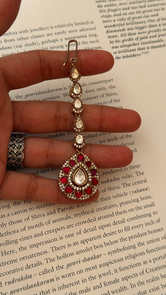 rani pink moissanite Maangtikka