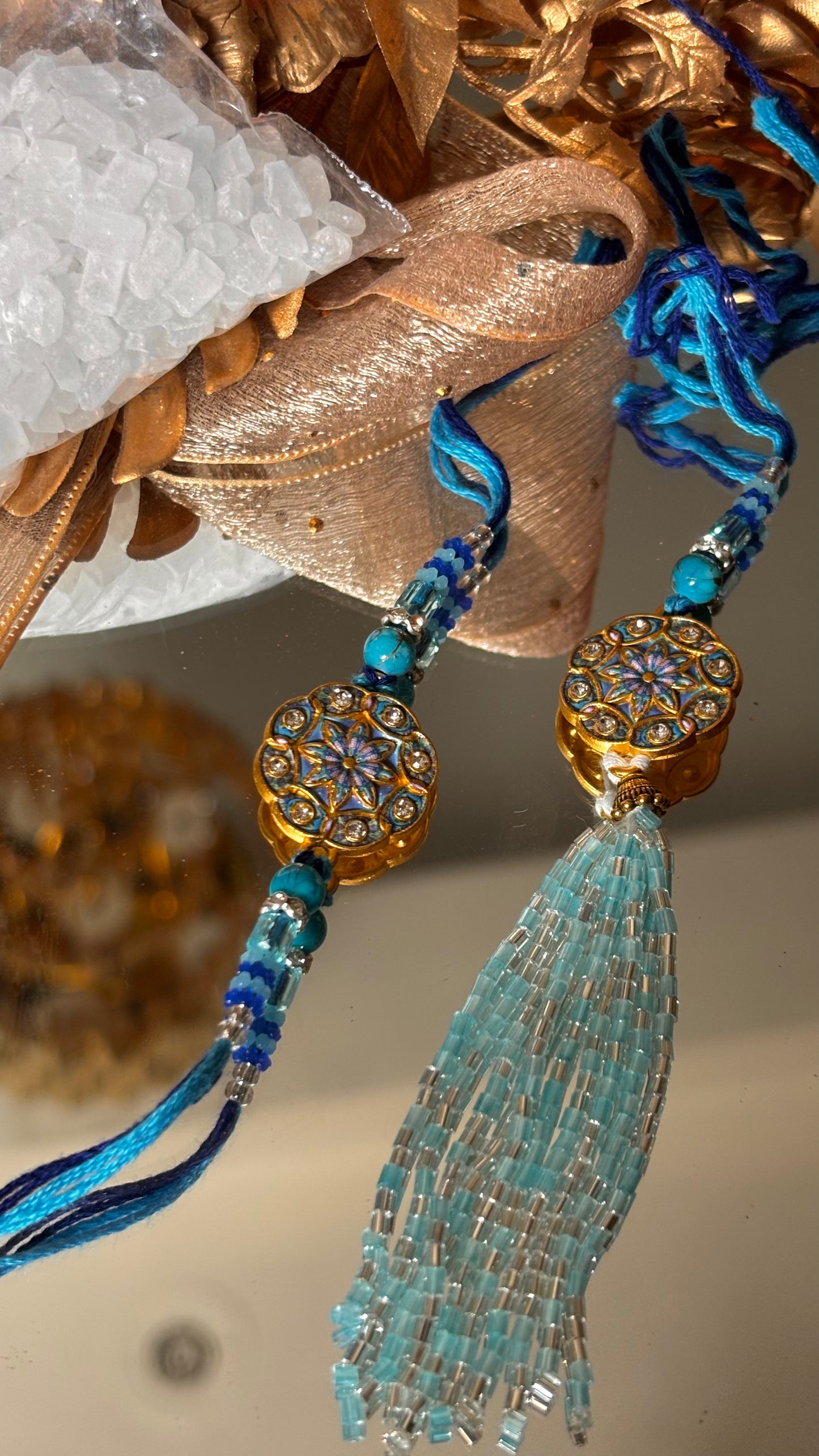 Nakashi work Couple rakhi ( shipping will be extra )