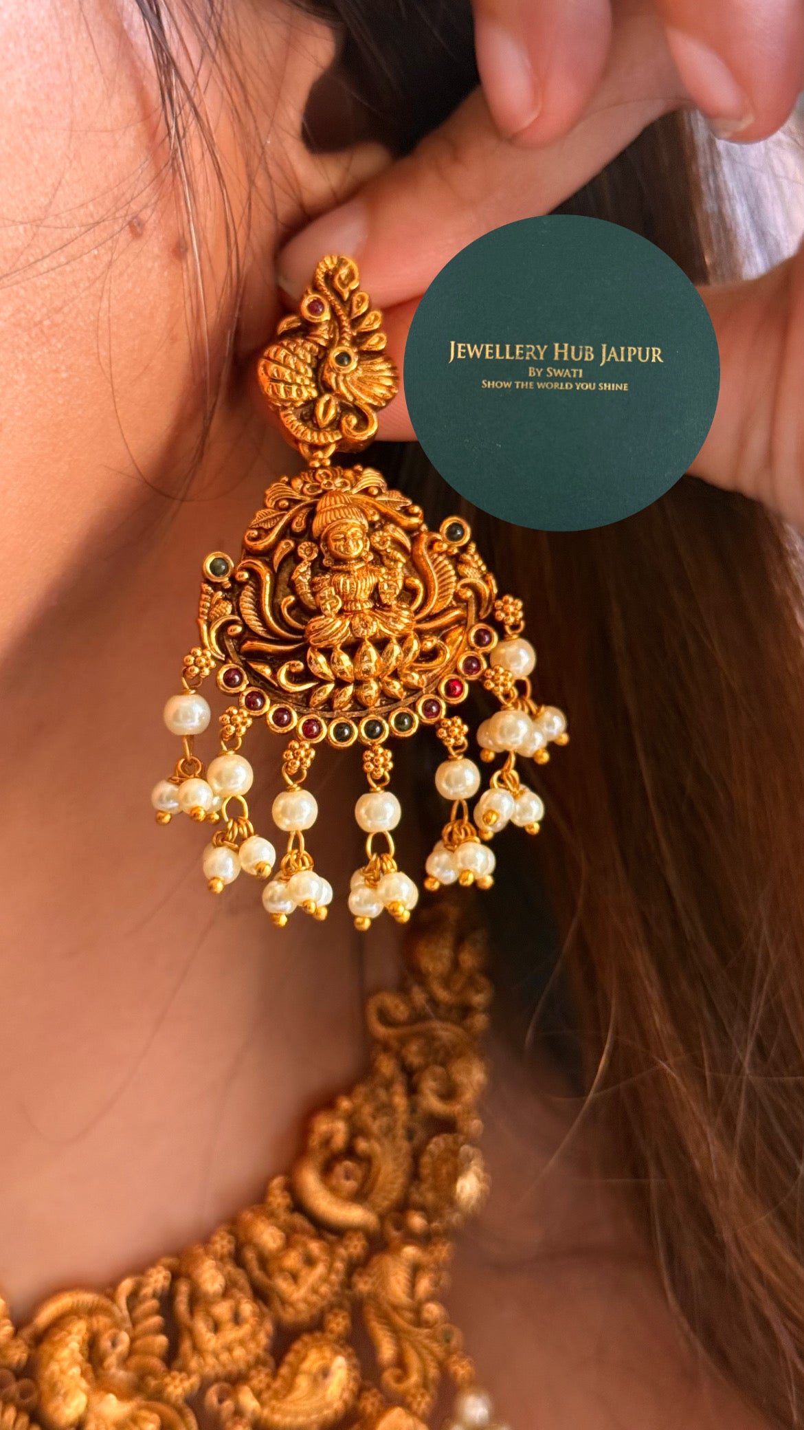 Goddess laxmi designed temple choker set