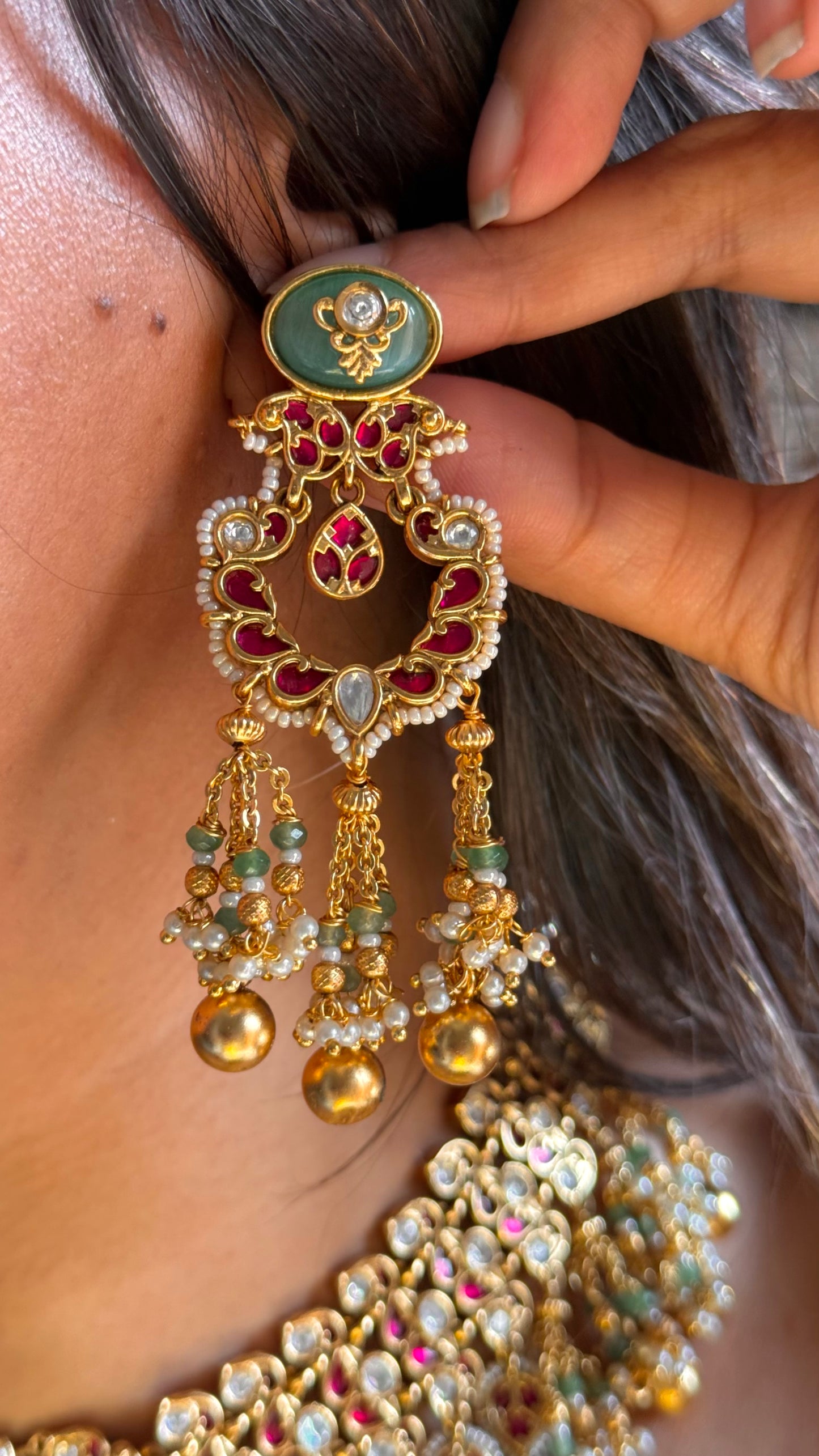Mint & Rani ruby heritage rajwada bridal Necklace