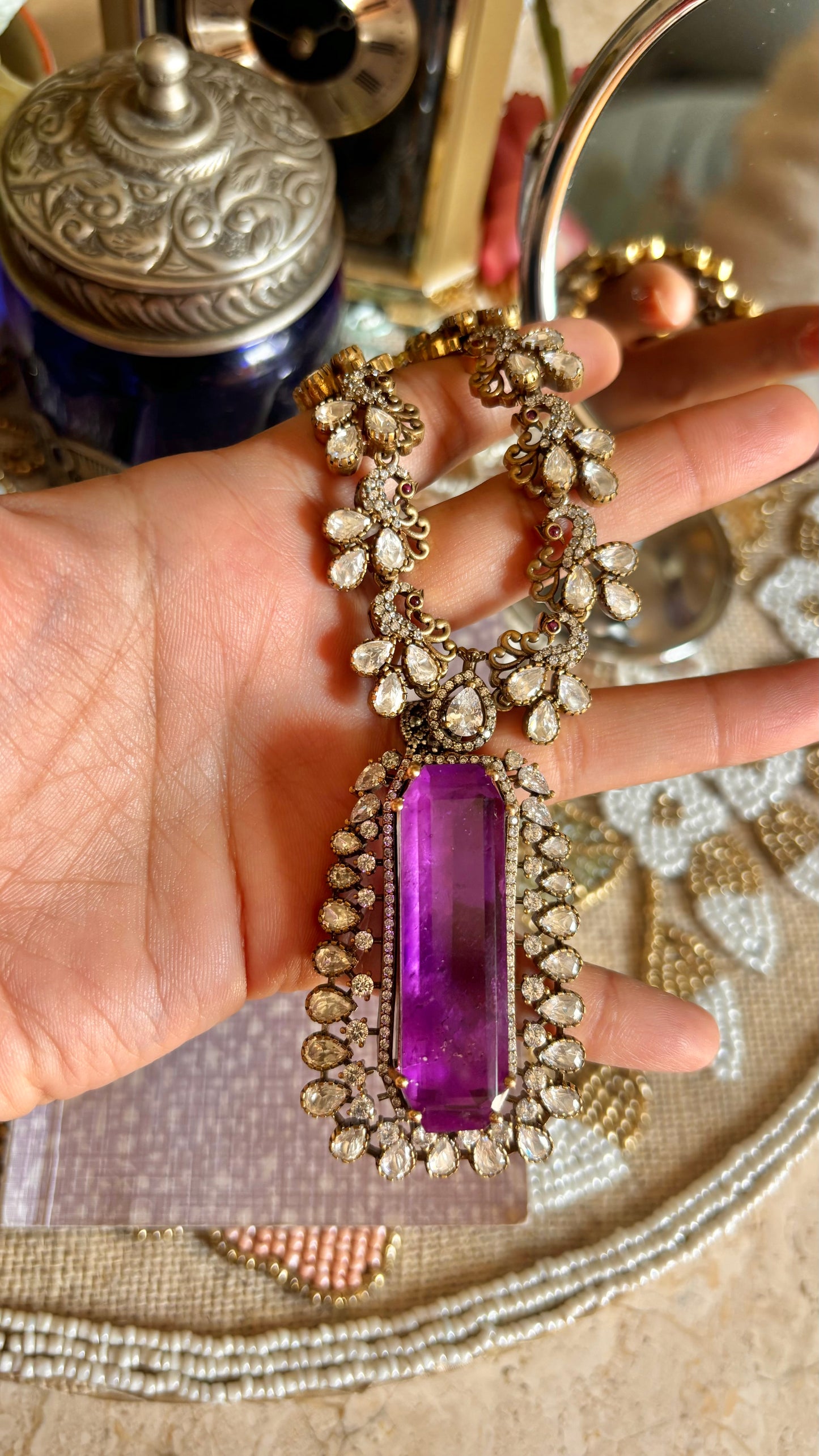 Preet Tanzanite necklace with earrings